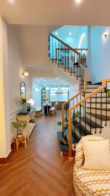 Nội thất cầu thang gỗ ấm áp — 2