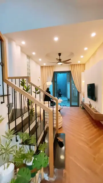 Nội thất cầu thang gỗ ấm áp — 4